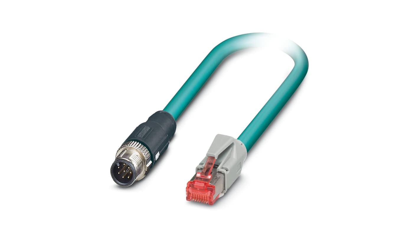Phoenix ContactNBC, 5m Cat5, Blue M12 to Male RJ45 Male Shielded, Terminated PUR Sheath