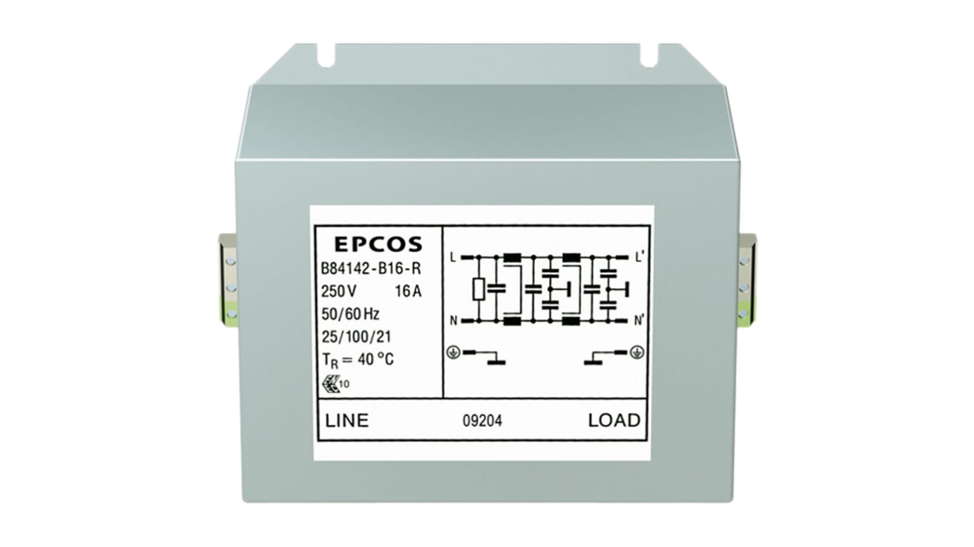 EPCOS, B84142B*R000 8A 250 V ac/dc 60Hz, Screw Mount EMC Filter, Terminal Block, Single Phase