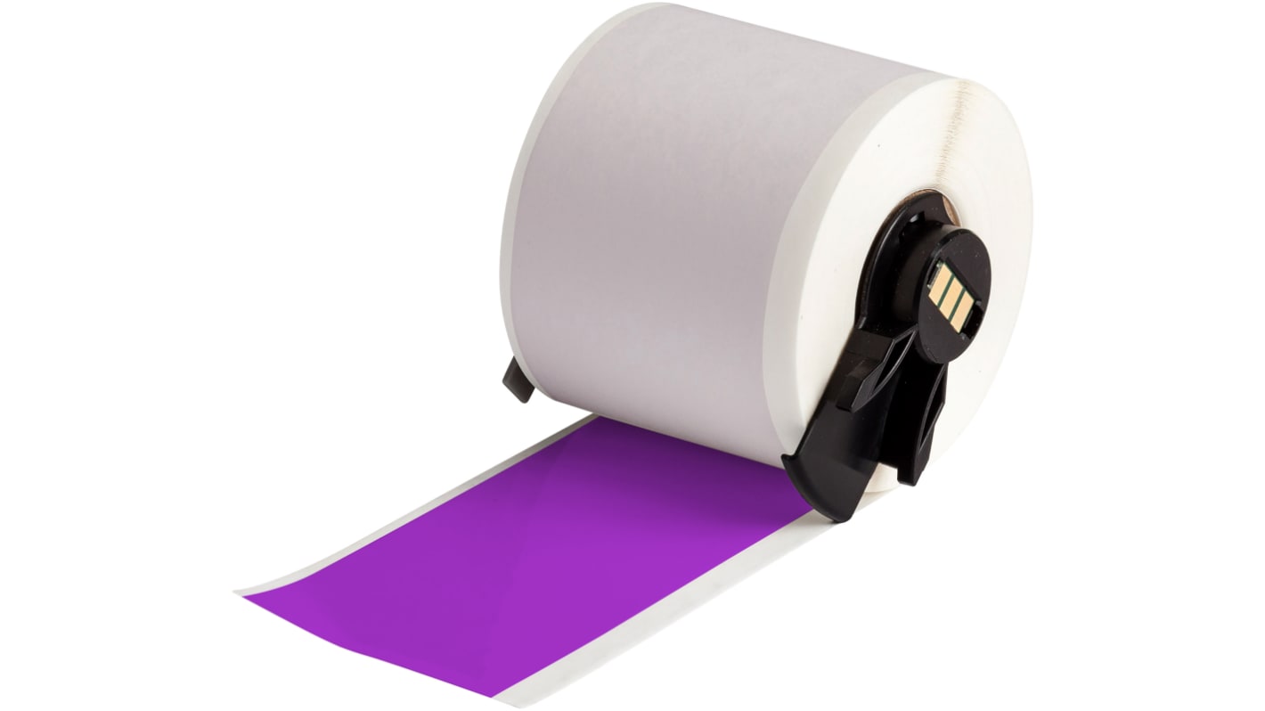 Brady B-595 Vinyl White Purple Print Label Roll, 50.80mm Width, 1 Qty