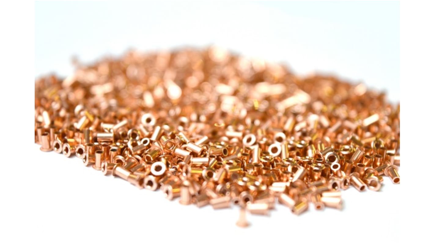 PTH400-RIV0.8, Copper Through Hole Contact Rivets PCB Rivet for 0.8mm Diameter, 2.2mm Length With 1.6mm Maximum