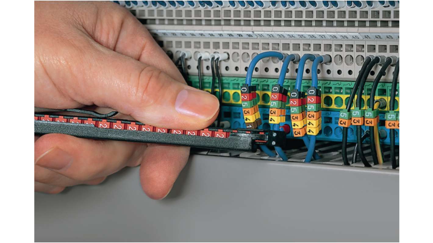 HellermannTyton WIC Snap On Clip On Cable Marker, assorted colours, Pre-printed "Earth Symbol", 2.8 → 3.8mm Cable,