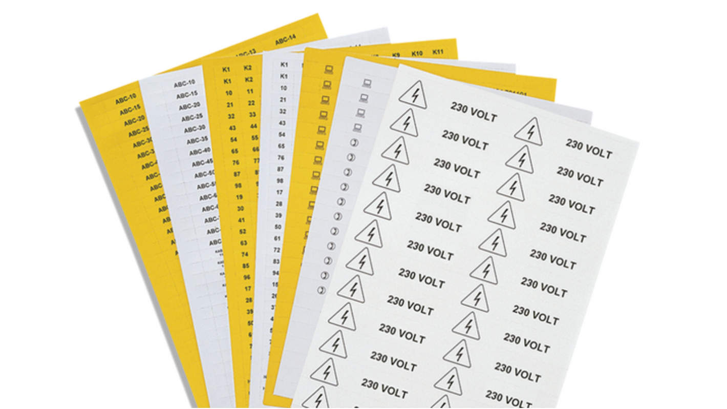 HellermannTyton Helafix Non-Adhesive Cable Marker, White, 526-01014 HFX9-17P-SP-WH/YE