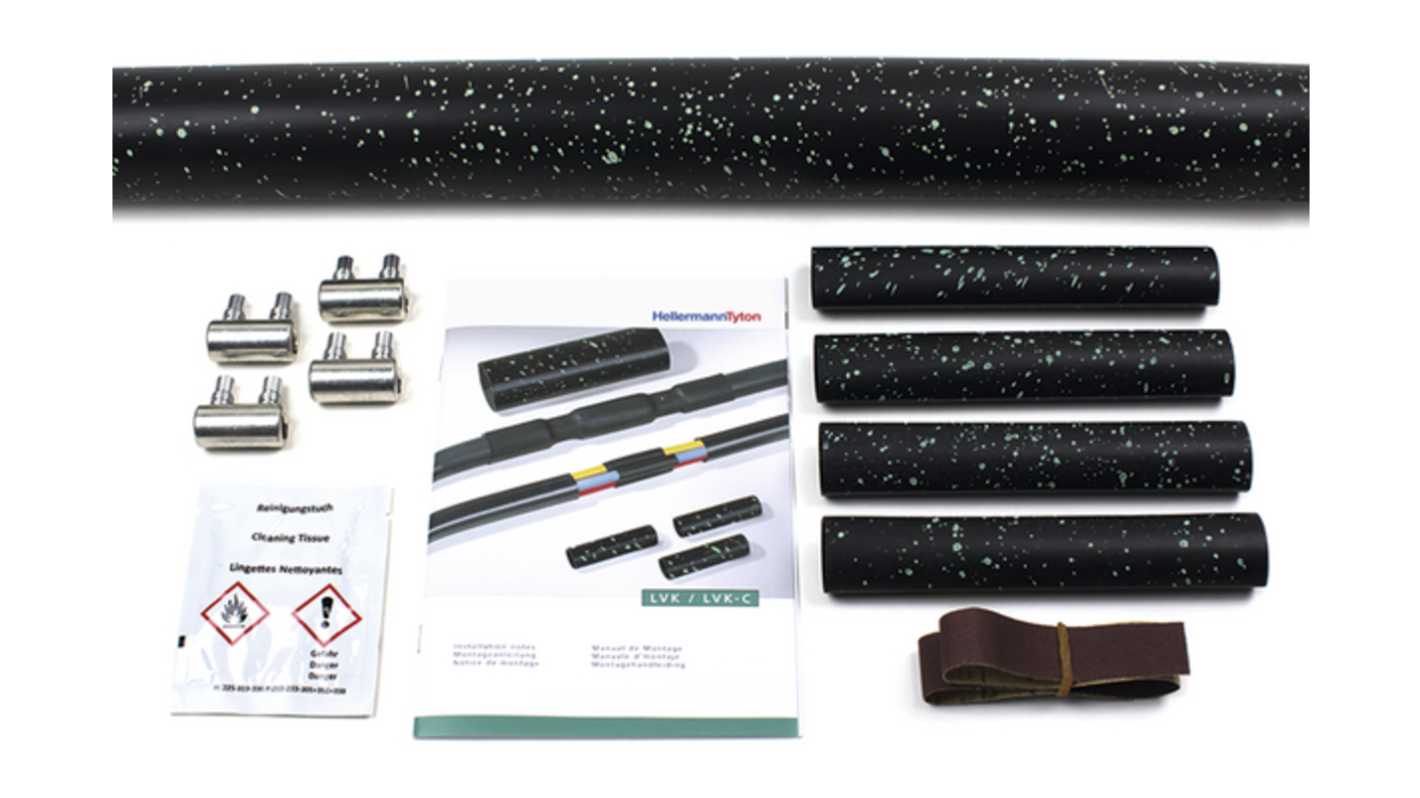HellermannTyton Adhesive Lined Halogen Free Heat Shrink Tubing, Black 55mm Sleeve Dia. x 550mm Length, LVK-C Series
