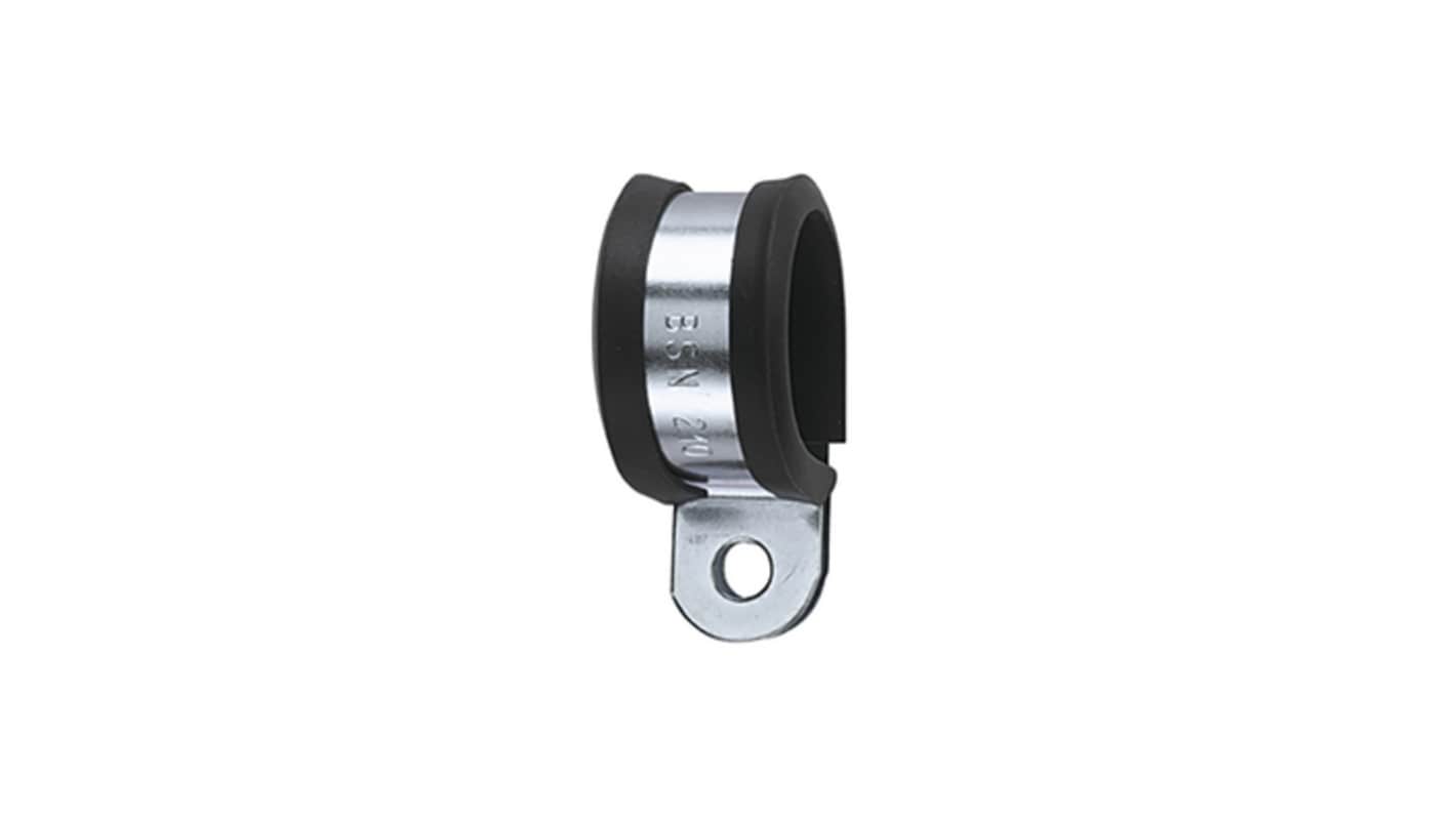 HellermannTyton Black Galvanised Steel Cable Clip, 17mm Max. Bundle