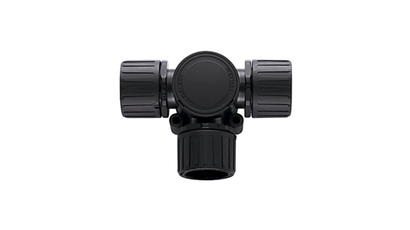Raccordo portacavi HellermannTyton 166-24803 HG28-T-PA66-BK HG-T, Elemento a T in Poliammide 6.6 (PA66), Nero, 28mm