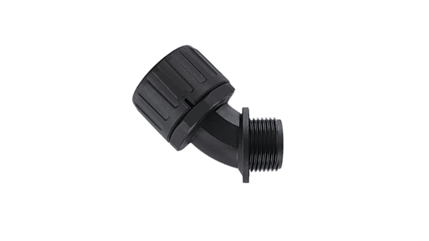 HellermannTyton 45° Elbow, Cable Conduit Fitting, 42mm Nominal Size, M50, Polyamide 6.6 (PA66), Black IP66 rating