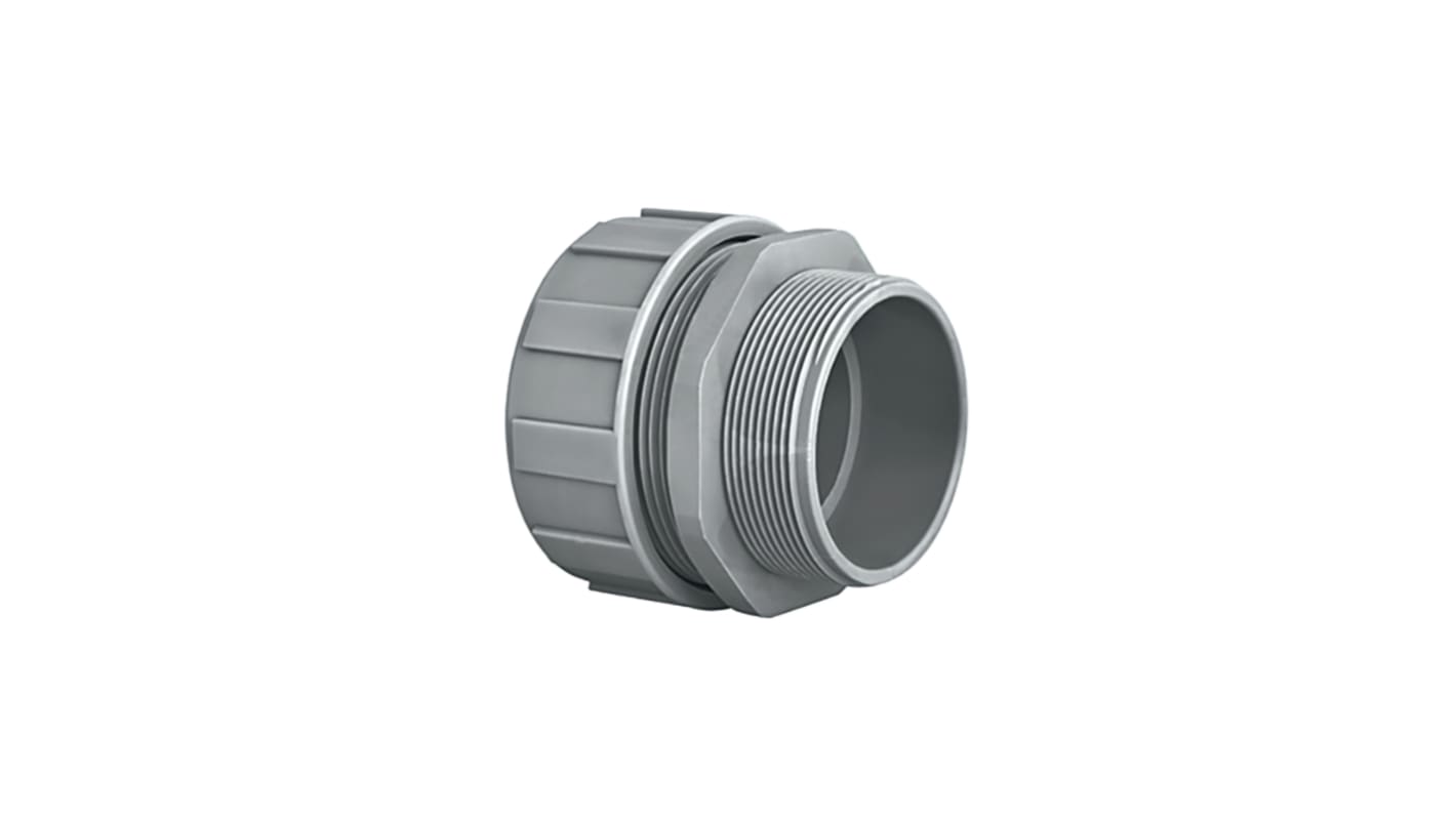 HellermannTyton Straight, Conduit Fitting, 63mm Nominal Size, M63, Polyamide 6.6, Grey IP65, IP66, IP67 rating