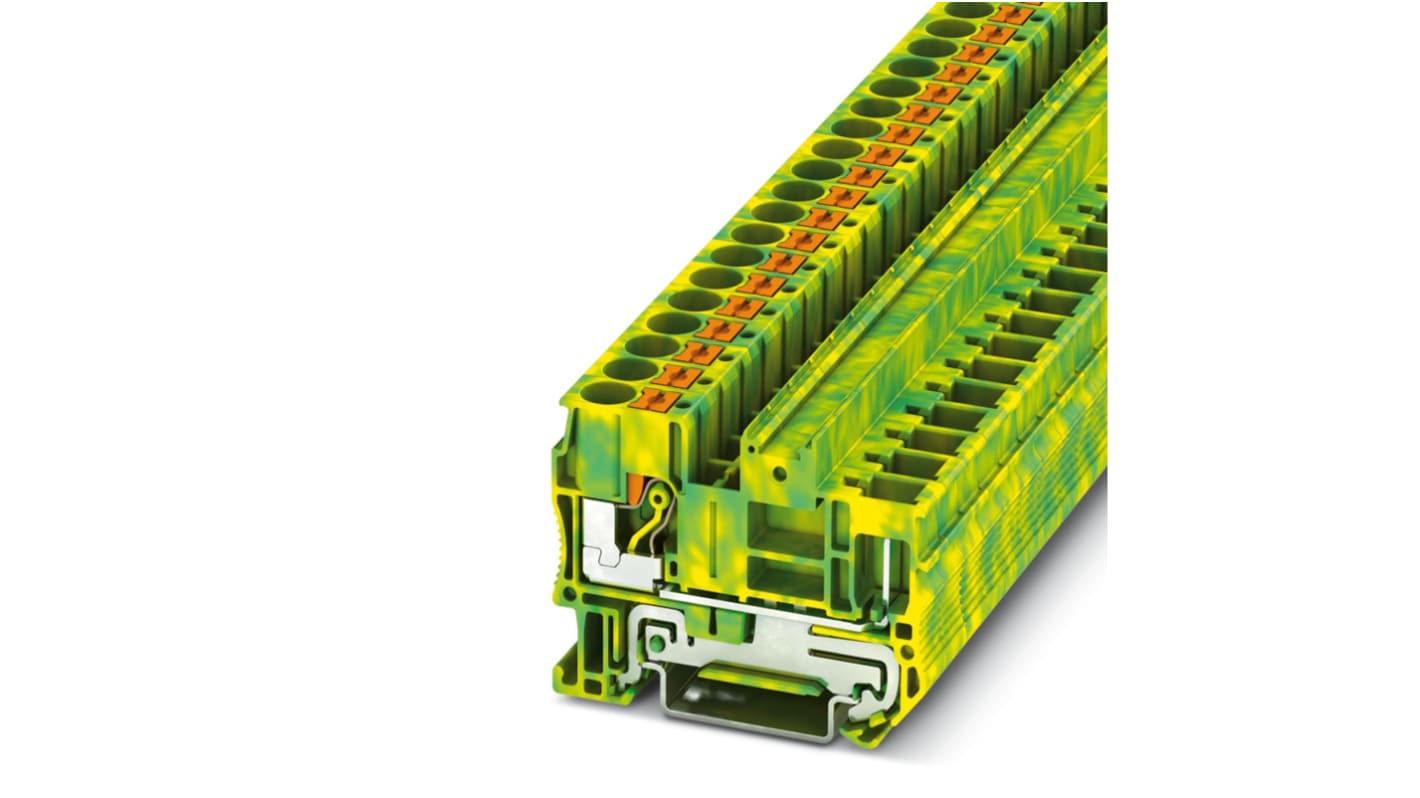 Phoenix Contact 3061774 PT 6/1P-PE Series Green, Yellow, 10mm², Push In Termination