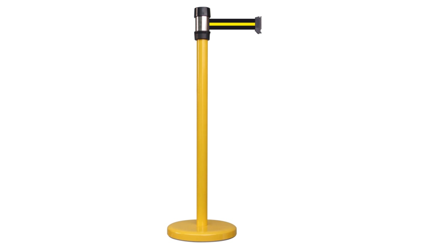 RS PRO Einziehbarer Absperrposten Stahl Schwarz, Gelb Versenkbarer Poller, H.Barr. 1000mm
