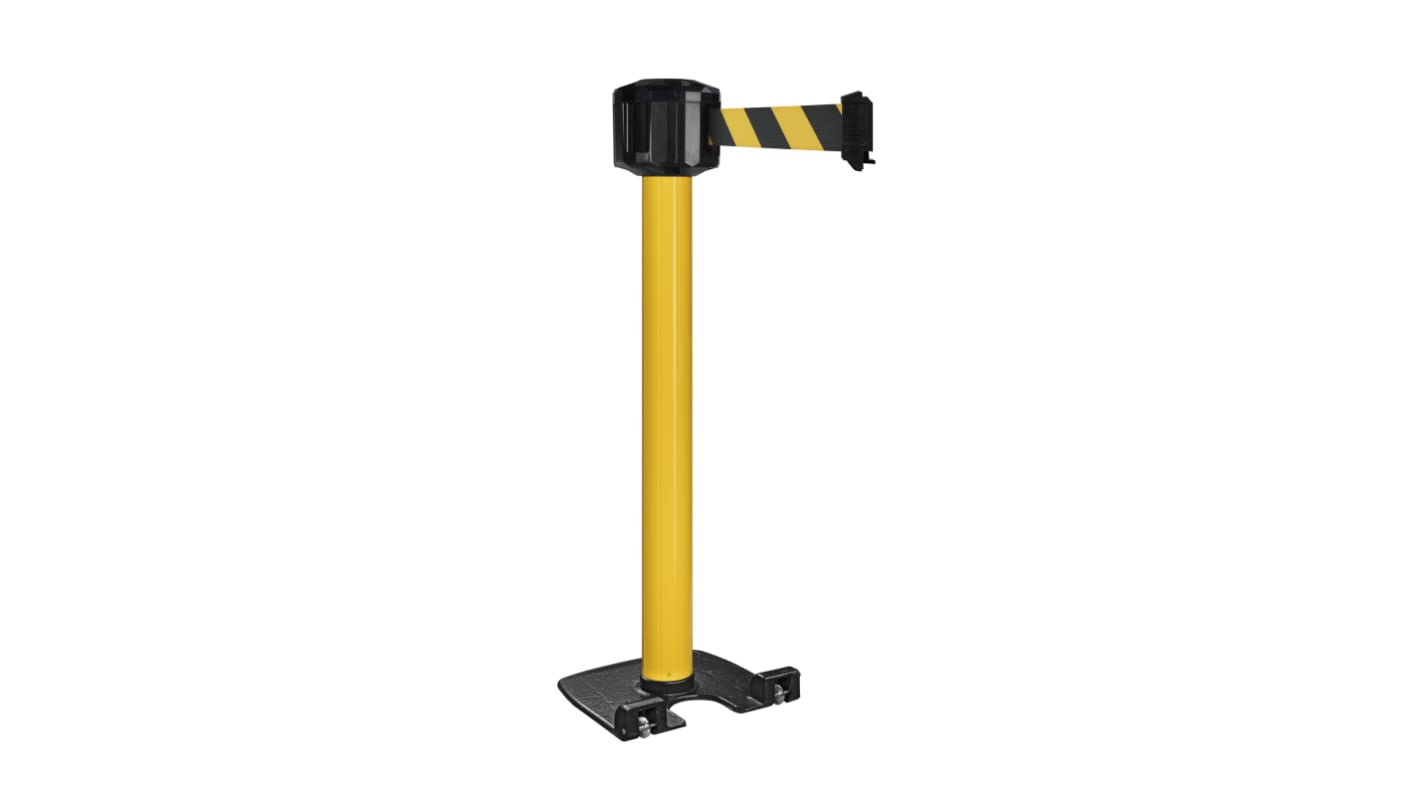 RS PRO Black & Yellow Steel Retractable Barrier, 10m, Yellow/Black Tape