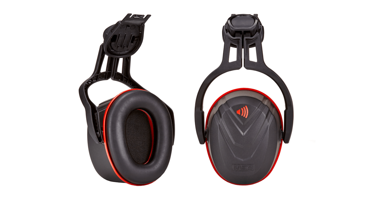 MSA Safety V-Gard Ear Defender with Helmet Attachment, 36dB, Black, Red