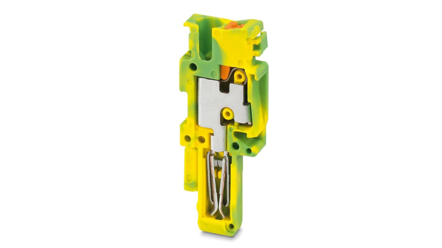 Phoenix Contact 3210114 5/1-M GNYE, PP-H 2 Series Green/Yellow, 4mm², Push In Termination
