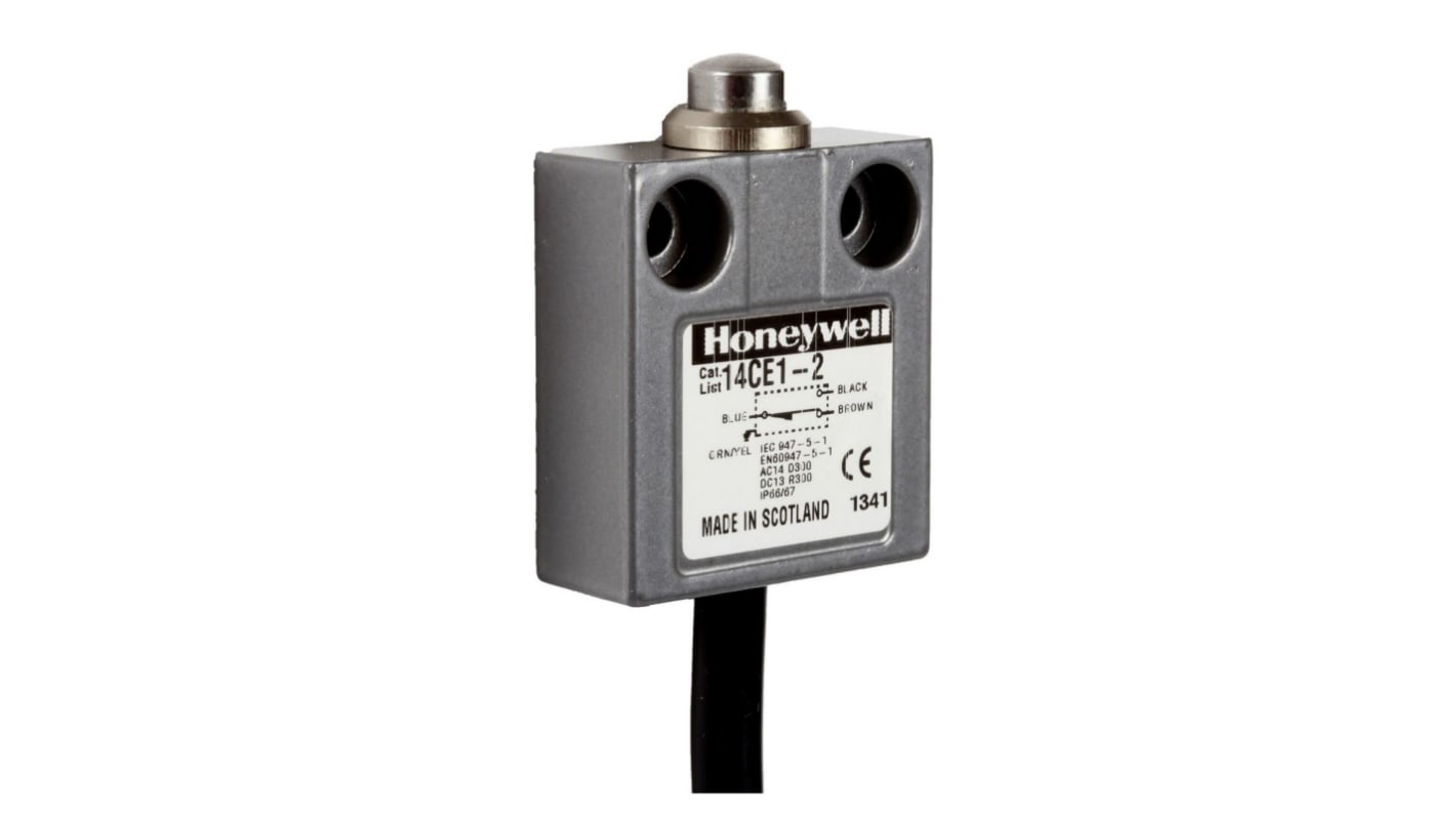 Honeywell 14CE Endschalter, Stößel, 1-poliger Wechsler, 1 Öffner / 1 Schließer, IP65, IP66, IP67, IP68, Zinkdruckguss,