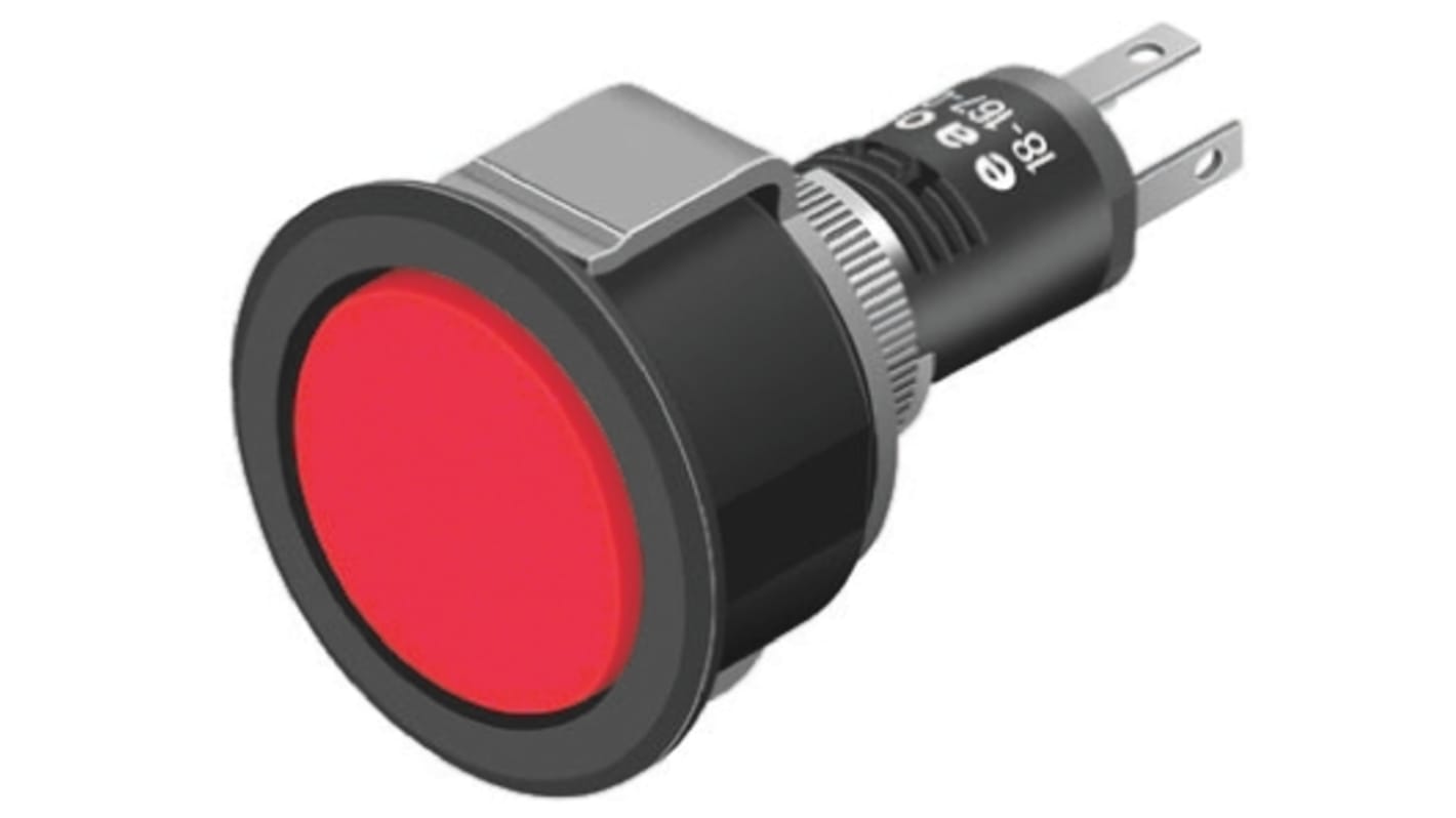 EAO 红色LED面板指示灯, 2V 直流, 10mA, Φ16mm安装孔, 凸型边框, 黑色边框
