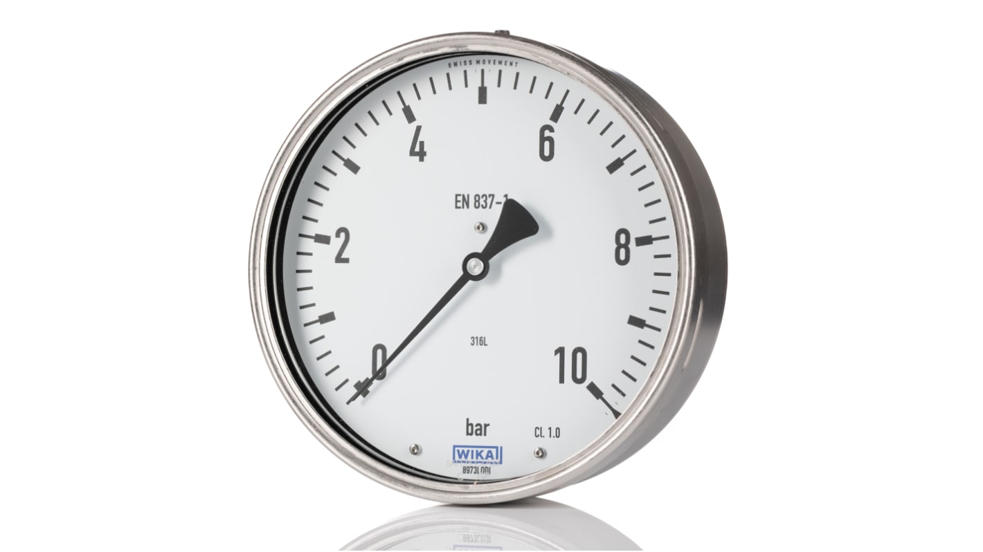 WIKA G 1/2 Analogue Pressure Gauge 6bar Back Entry 100mm Outside Diameter