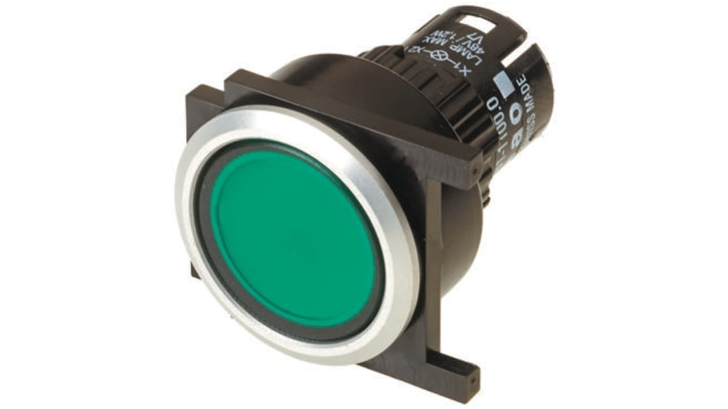 EAO Green Latching Push Button Head, IP65