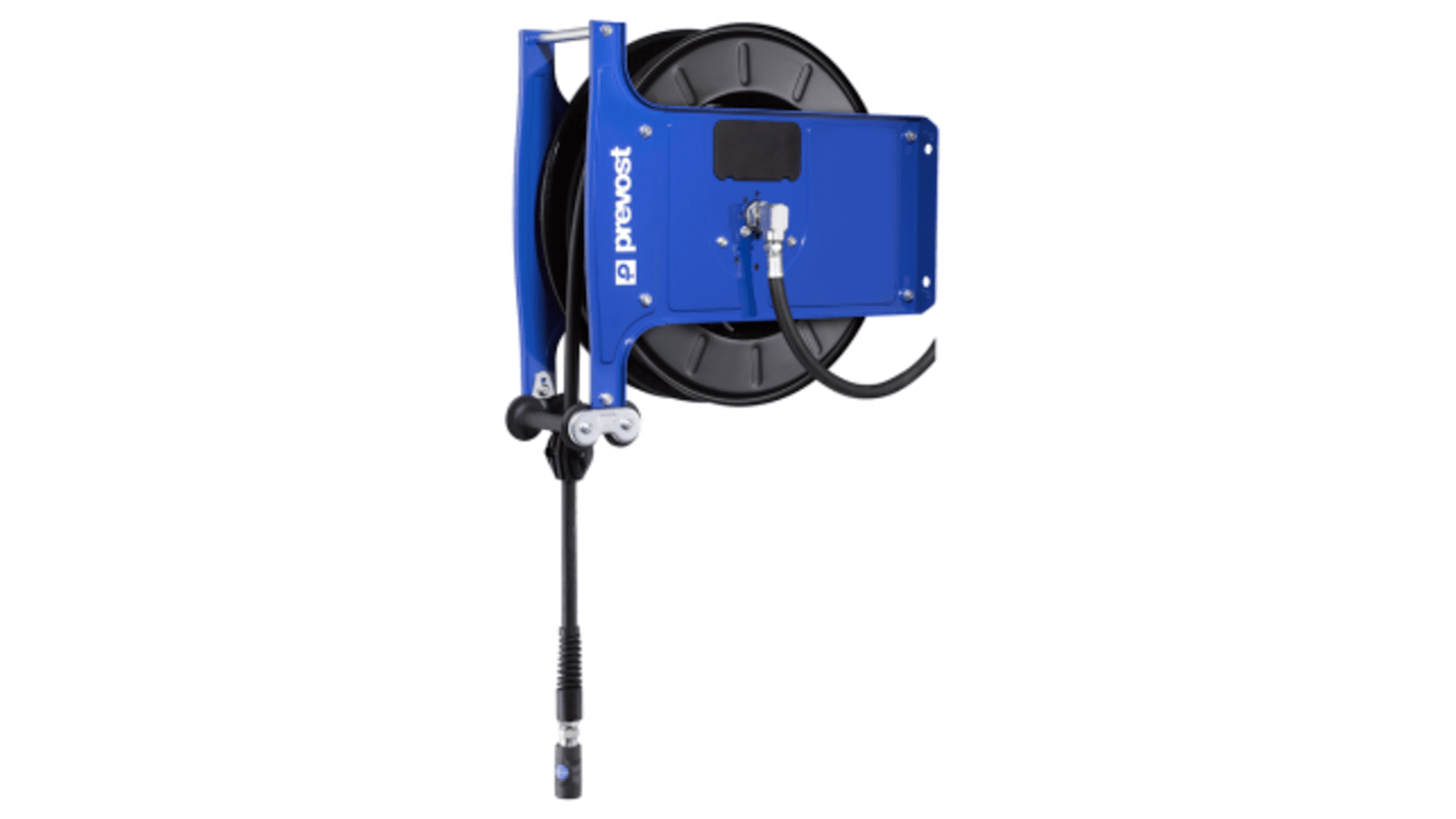 PREVOST Wall Mounted 25m Air Hose Reel, 10mm Inner Diameter, 17mm Outer Diameter, 500L/min Flow Rate