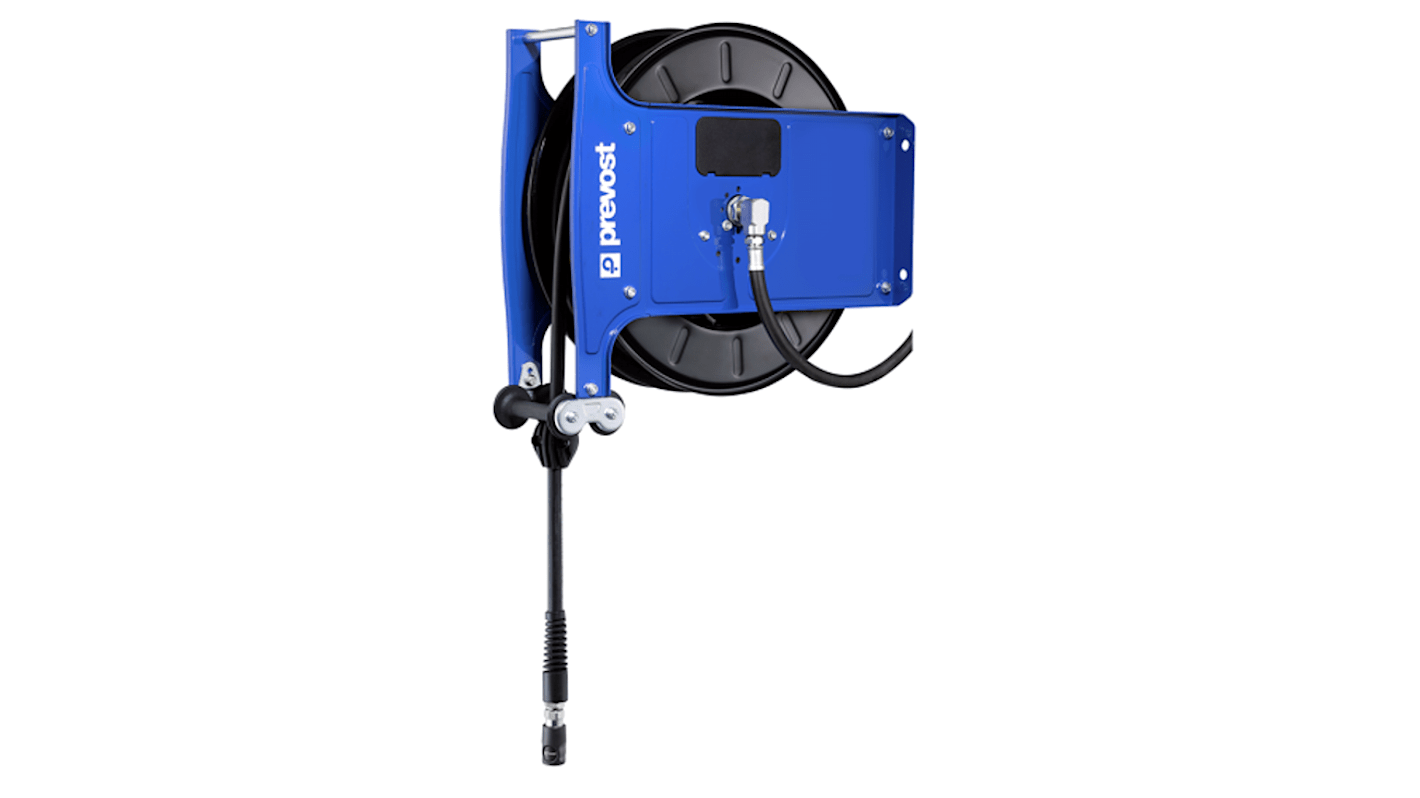 PREVOST Wall Mounted 15m Air Hose Reel, 13mm Inner Diameter, 20mm Outer Diameter, 1400L/min Flow Rate