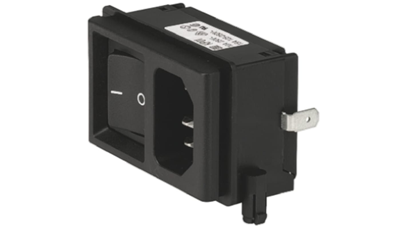 Schurter C14 Right Angle Panel Mount IEC Connector Male, 10A, 250 V