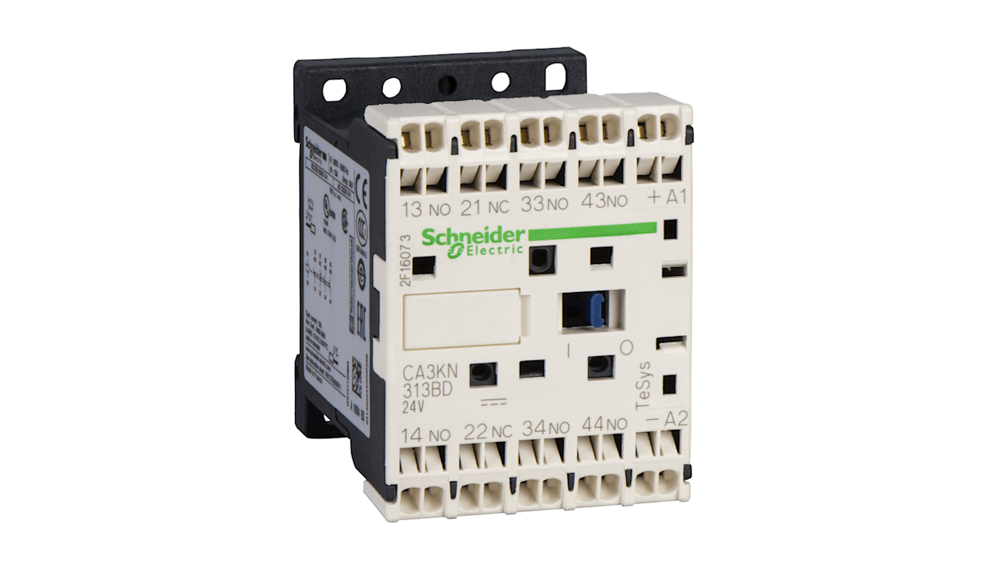 Schneider Electric Control Relay 4NO, 10 A Contact Rating, 0.003 kW, 24 Vdc, 4PST, TeSys