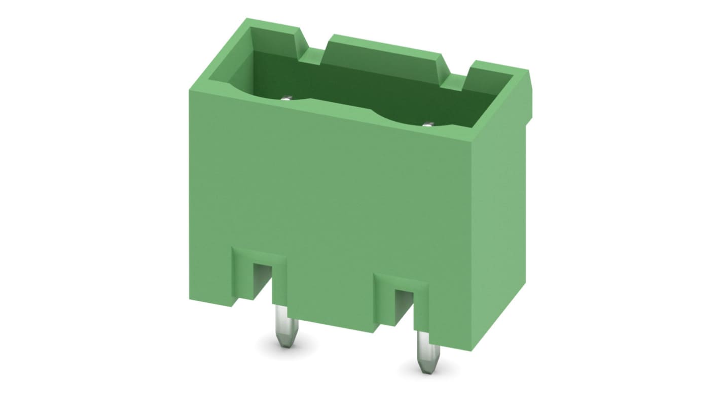 Phoenix Contact, 7.62mm Pitch, GMSTBVA 2.5/ 2-G-7.62, 2 Way, , Pluggable Terminal Block, Header, Through Hole, Solder