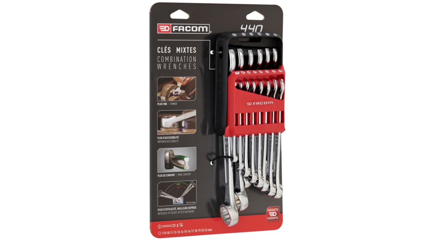Facom 14-Piece Spanner Set, 8 → 19 mm, Chrome Vanadium Steel