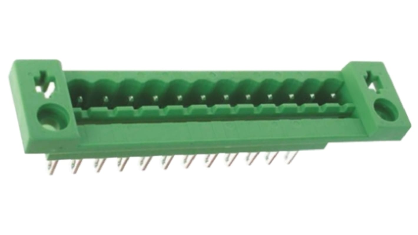 Phoenix Contact 5.08mm Pitch 12 Way Pluggable Terminal Block, Feed Through Header, Panel Mount, Solder/Slip on