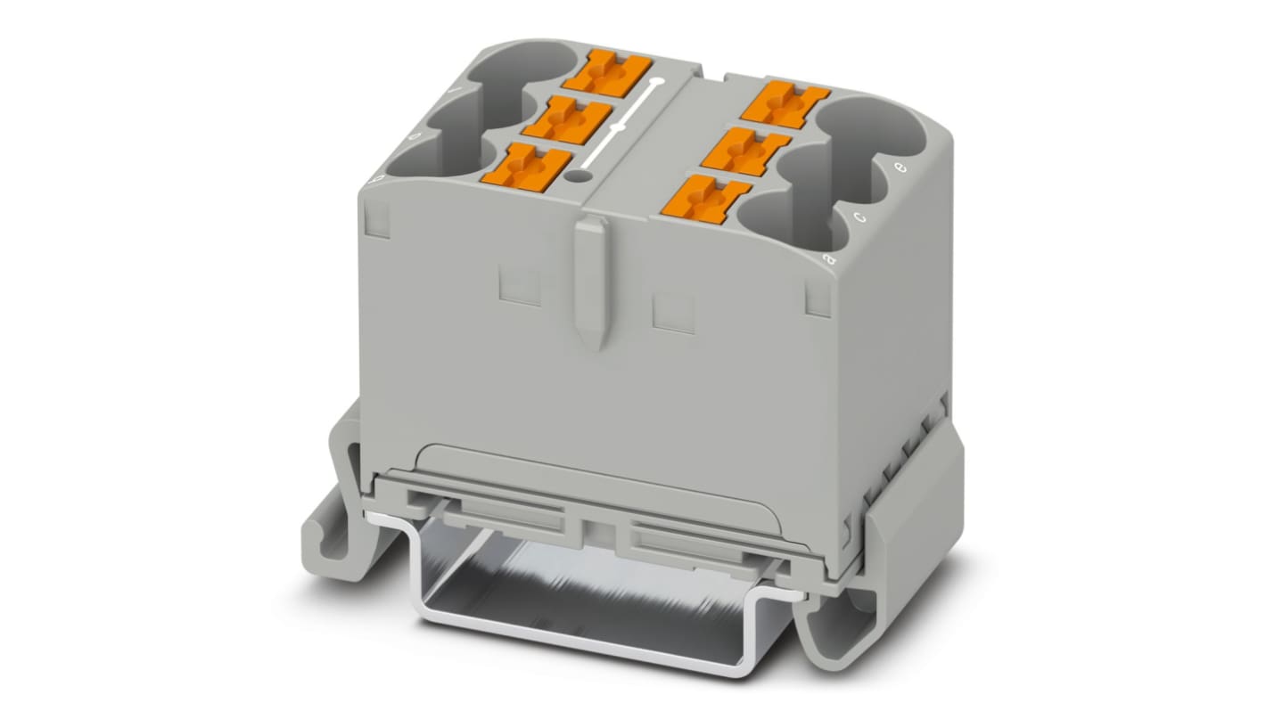 Phoenix Contact Distribution Block, 6 Way, 90A, 800 V, Grey
