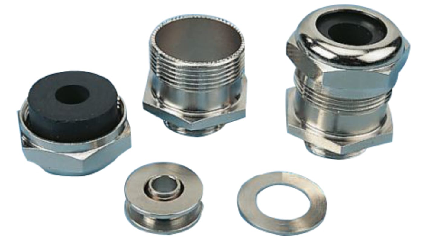 Agro Progress MS EMC Rapid Series Metallic Nickel Plated Brass Cable Gland, PG29 Thread, 19mm min., 23mm max., IP68