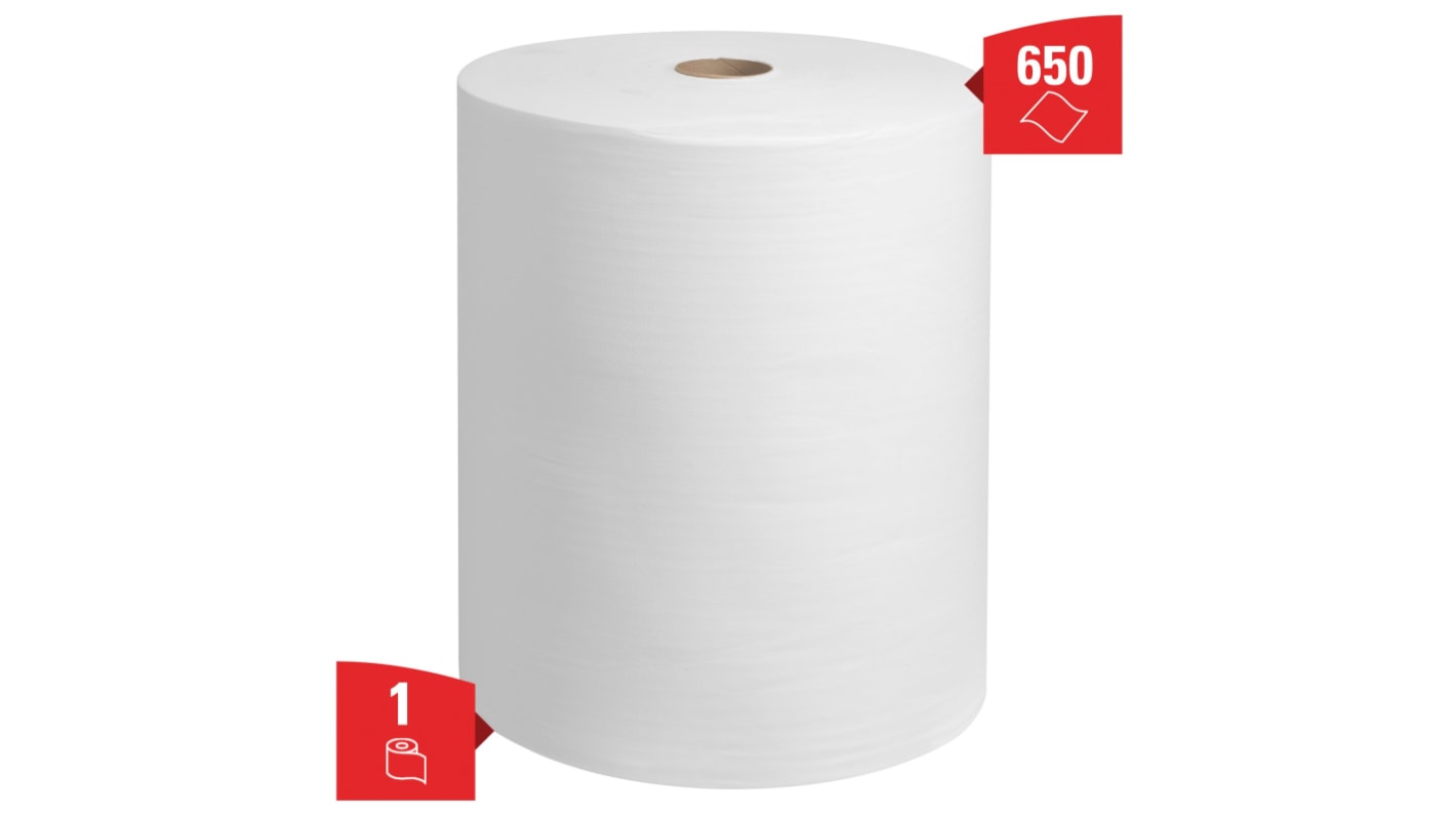 WYPALL X60 General Clean Multi-task Cleaning Cloths 8349 White Wipes for General Cleaning, Dry Use, Roll of 650, 385 x