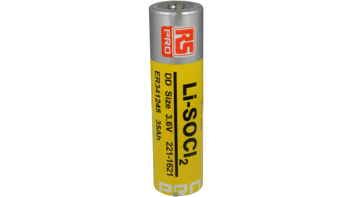 RS PRO Lithium Thionyl Chloride 3.6V, DD Battery