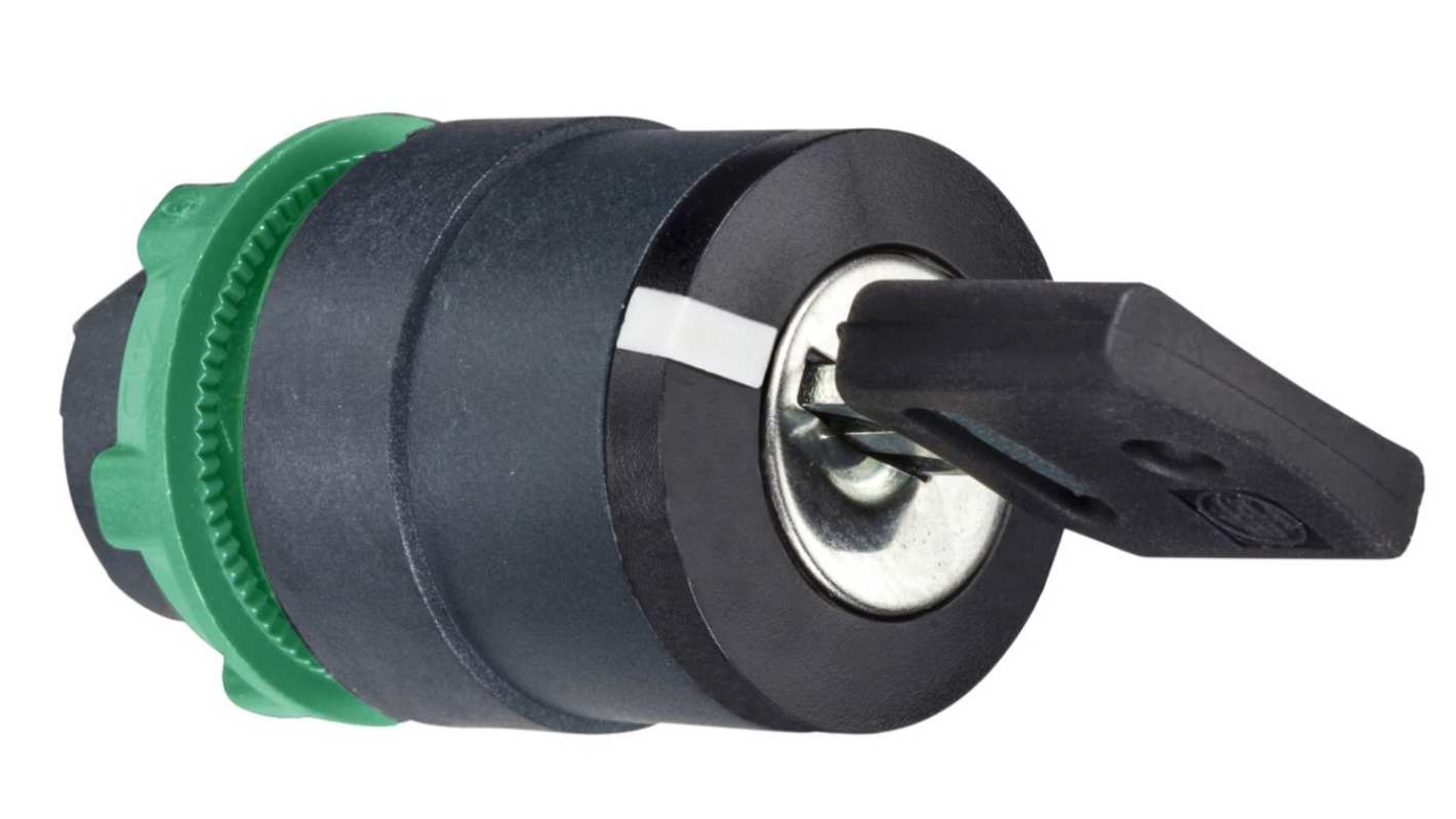 Schneider Electric ZB5 2-position Key Switch Head, Spring Return, 22mm Cutout