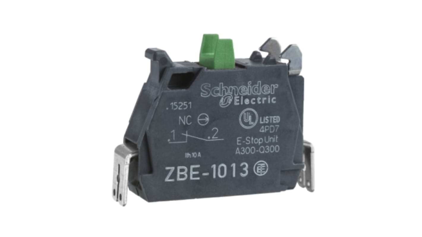 Schneider Electric Harmony XB5 Series Contact Block, Green Light, 1 NC