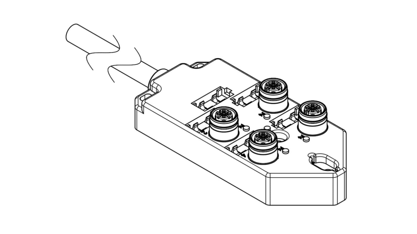 Brad from Molex 120251 Series Sensor Box, M12, 15m cable, 4 port