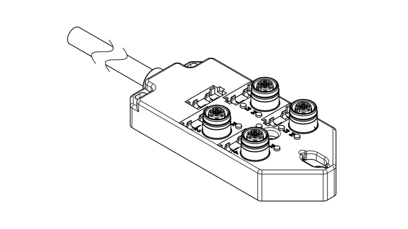 Brad from Molex 120119 Series Sensor Box, M12, 5m cable, 5 way, 4 port