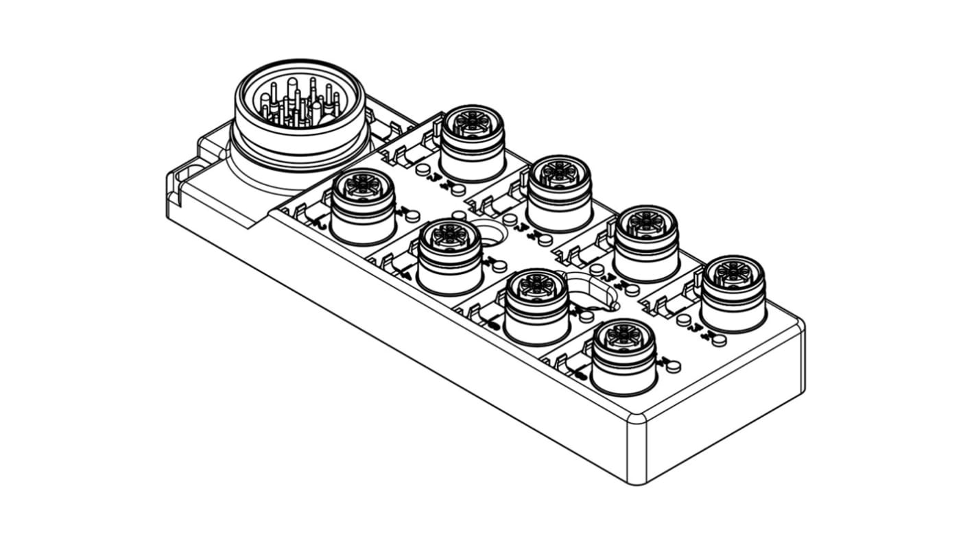 Brad from Molex 120119 Series Sensor Box, M12, 5 way, 8 port