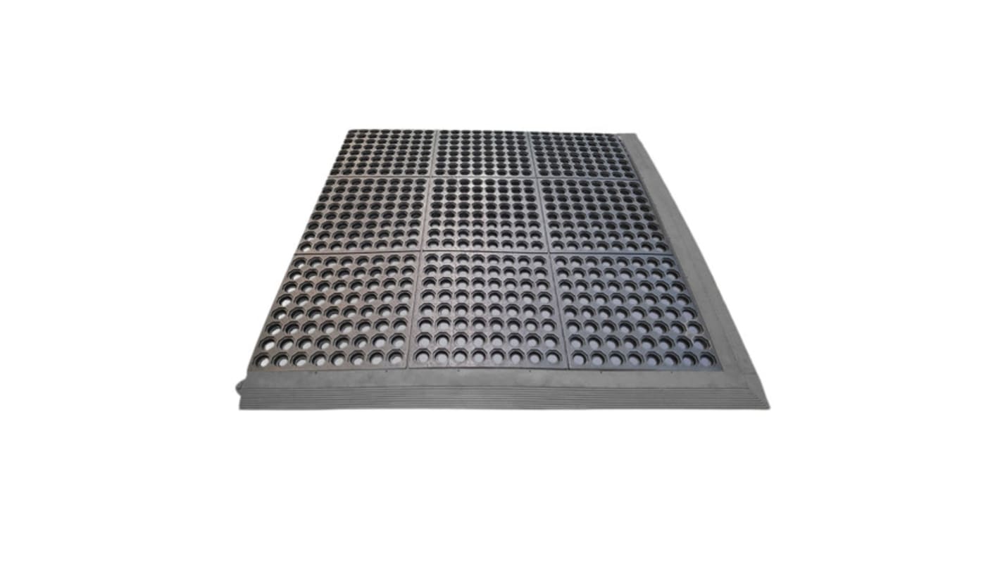 RS PRO Gelb Anti-Ermüdungsmatte Antirutsch Gummi Löcher, Verriegelung, 0.914m x 914mm x 15mm