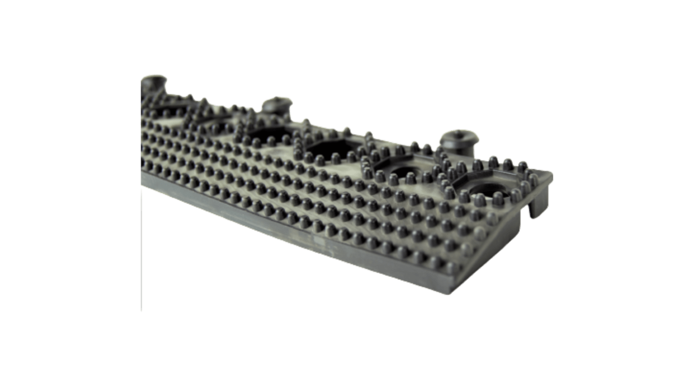 RS PRO Black Anti-slip Tile PVC Tile, Holes Finish 500mm x 60mm x 16mm