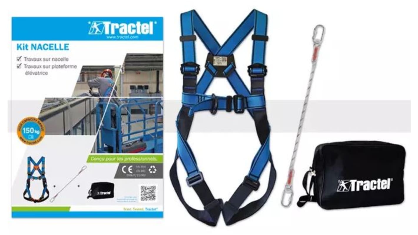 Tractel with The kit includes a HT22 safety harness, a LD 1.5 m lanyard with connectors, a carry bag