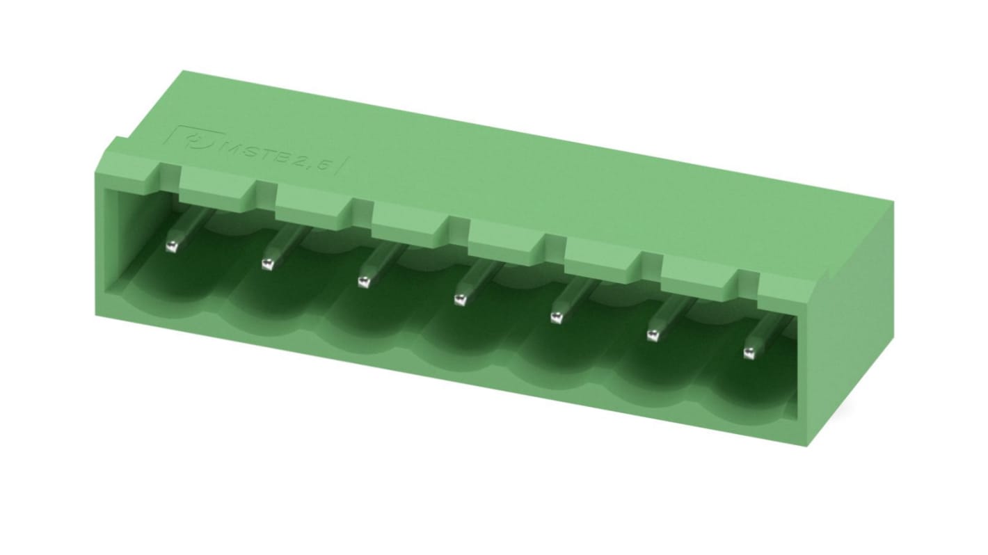 Phoenix Contact, 5.08mm Pitch, COMBICON MSTBA, 7 Way, Right Angle, Pluggable Terminal Block, Header, Solder