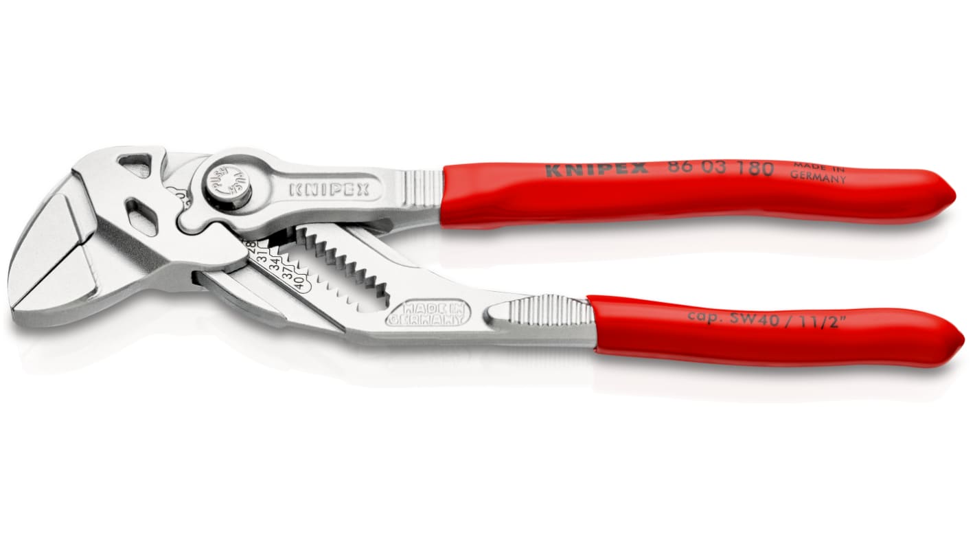 Knipex Plier Wrench, 180 mm Overall, Angled, Bent, Flat, Straight Tip