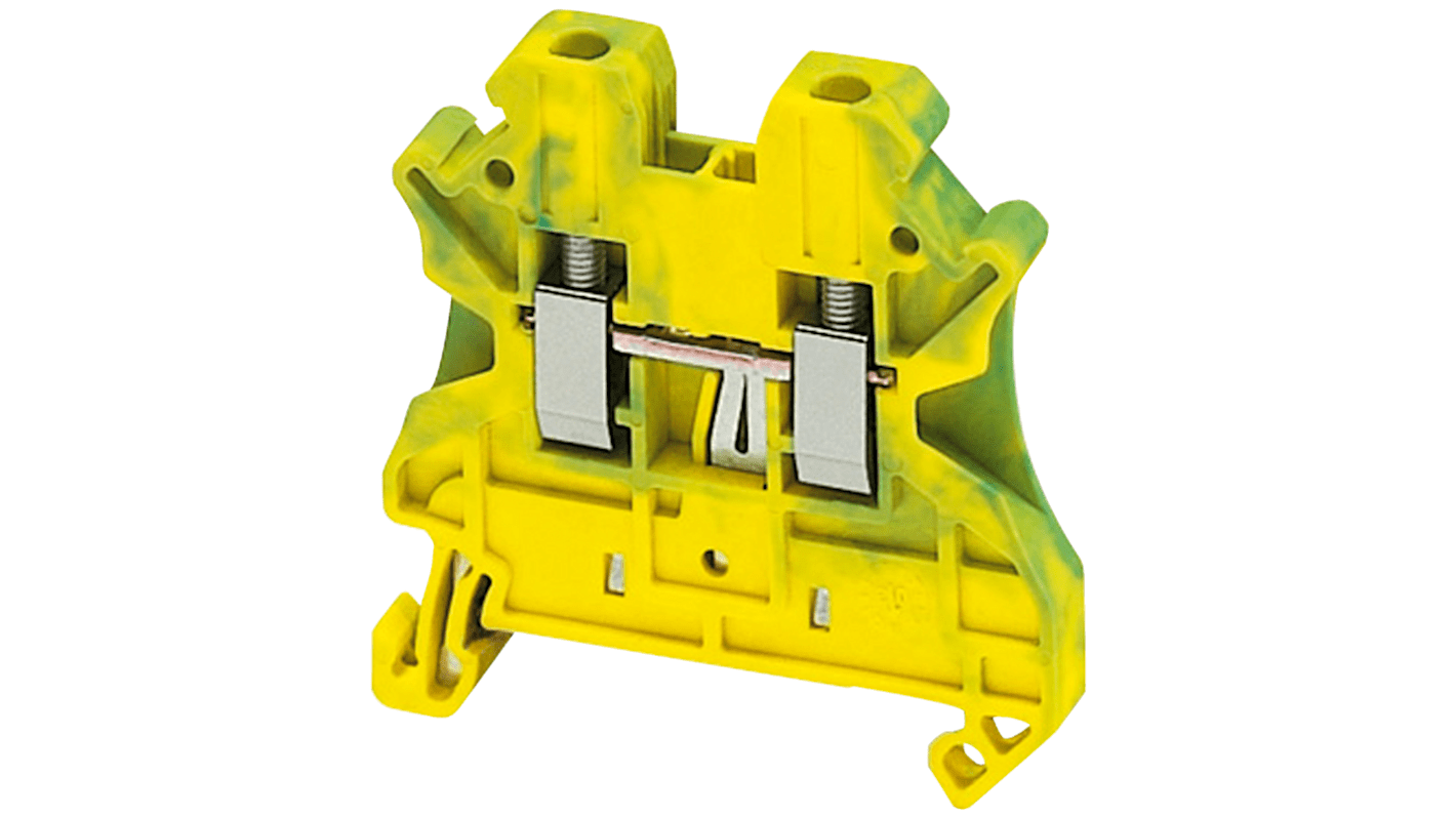 Schneider Electric 2路接地端子排, CSA 2.5mm², 螺钉端接, 绿色/黄色