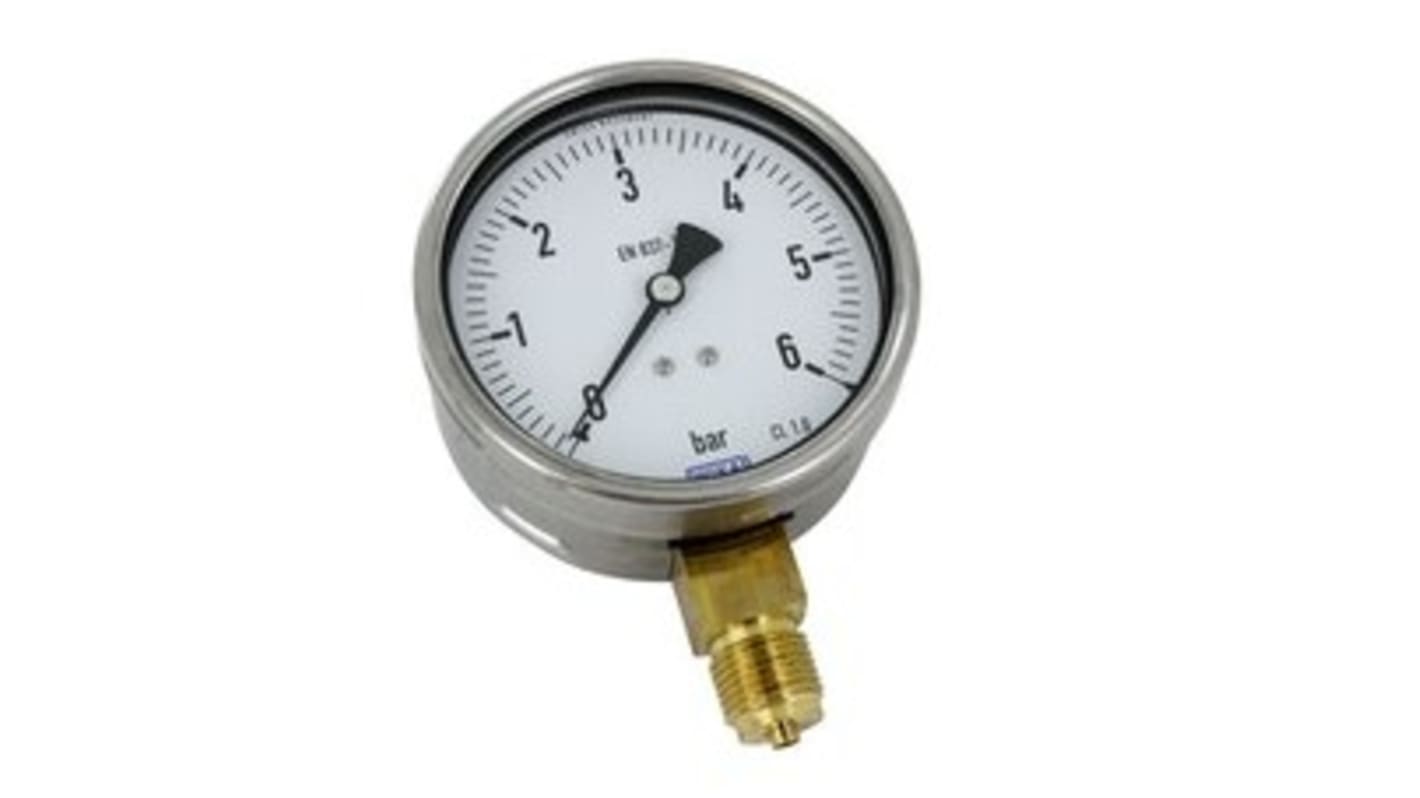 WIKA G 1/2 Analogue Pressure Gauge 6bar Bottom Entry, 9020853, 0bar min., 233.50