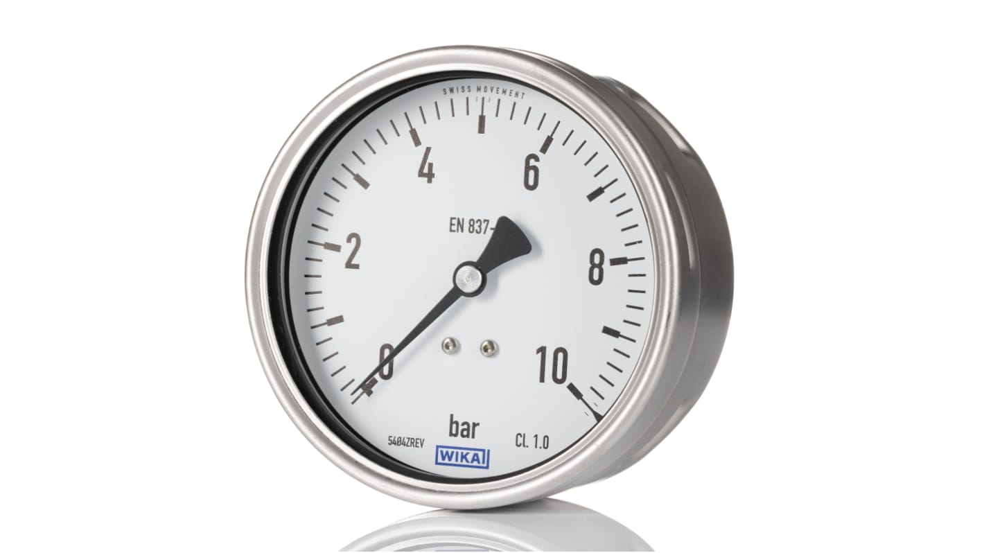 WIKA G 1/2 Analogue Pressure Gauge 3bar Back Entry 100mm Outside Diameter