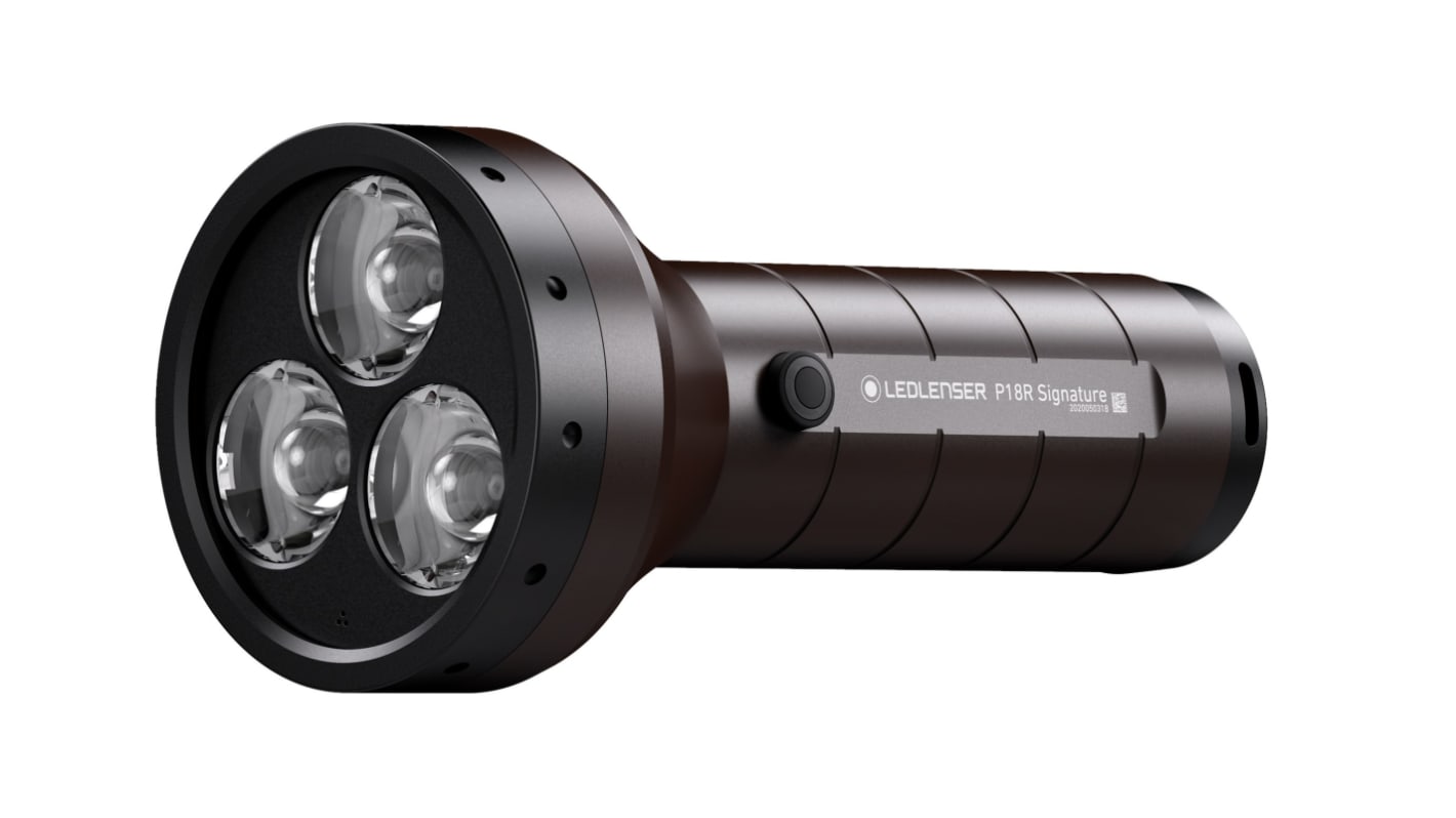 LEDLENSER 充电式手电筒, 4500 lm, LED, 1 x 锂离子电池, 黑色, IP54, Signature系列, P18R