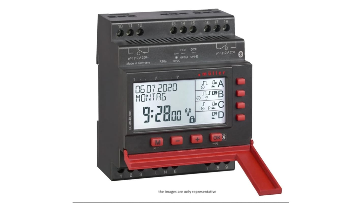 Temporizzatore Muller, 230 V c.a., 2 canali, Giorni, ore, minuti, secondi