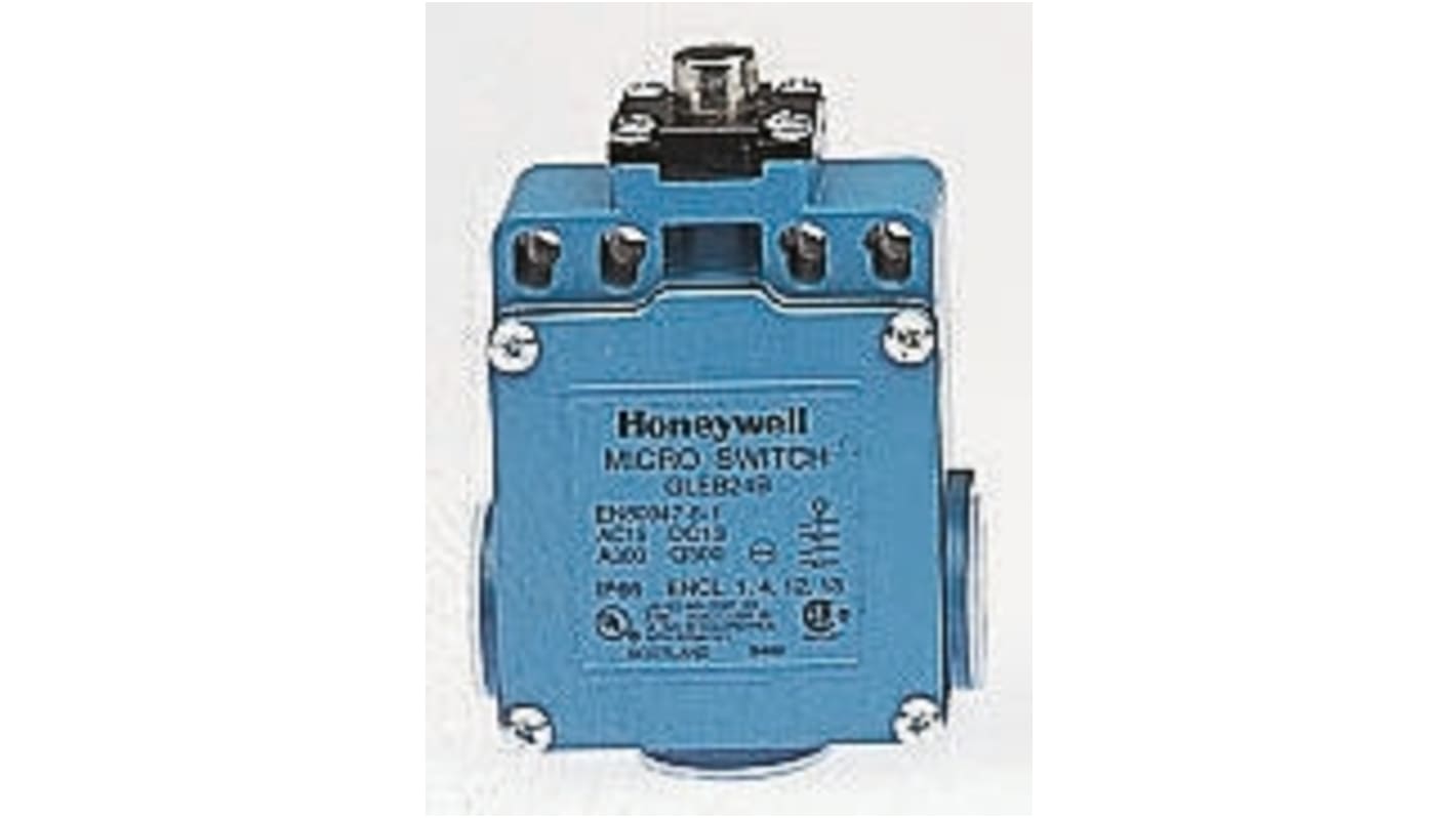 Honeywell GLE Series Plunger Limit Switch, 2NO/2NC, IP67, DPDT, Die Cast Zinc Housing, 300V ac Max, 6A Max