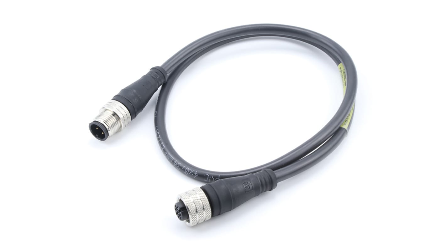 Cable de conexión Brad from Molex, con. A M12 Macho, 4 polos, con. B M12 Hembra, 4 polos, long. 10m