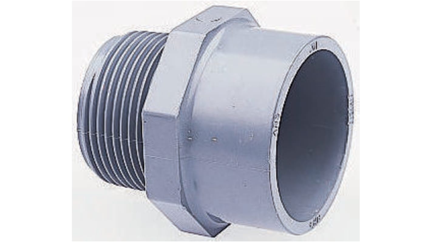 Georg Fischer Plastic Pipe Fitting, Straight Threaded Adapter, R 1in 1in