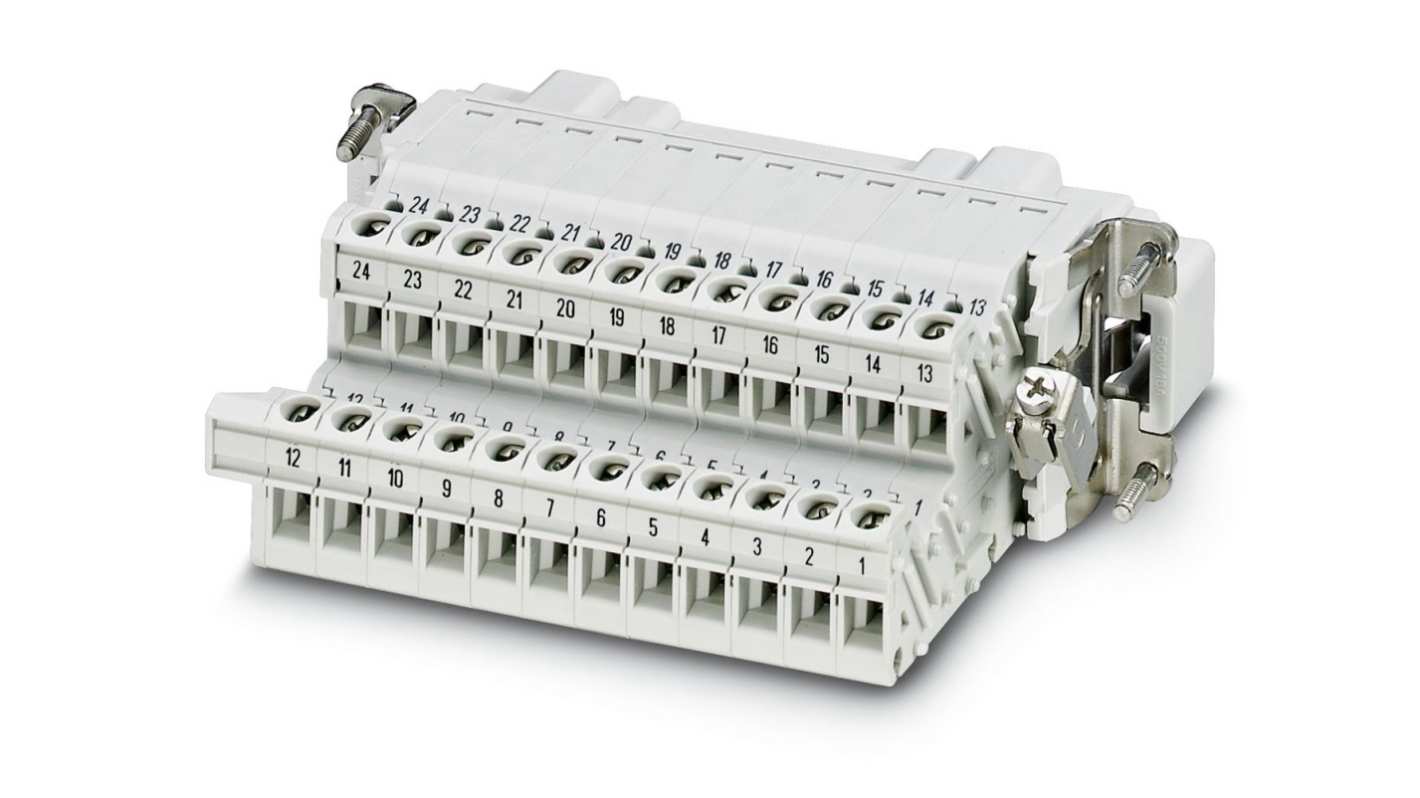 Phoenix Contact Terminal Adapter, 24 Way, 16A, Male, B24, Panel Mount, 500 V ac
